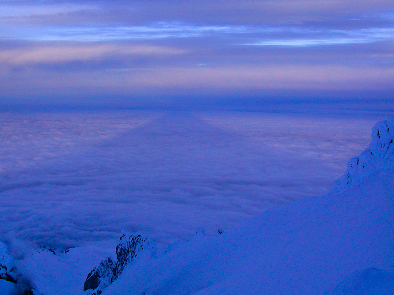 Shadow Of Mount Hood On Clouds At Sunrise